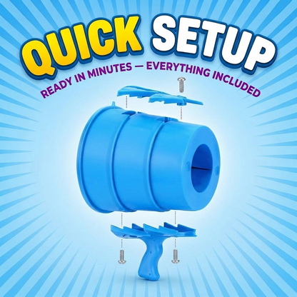 Quick setup — exploded assembly view with screws